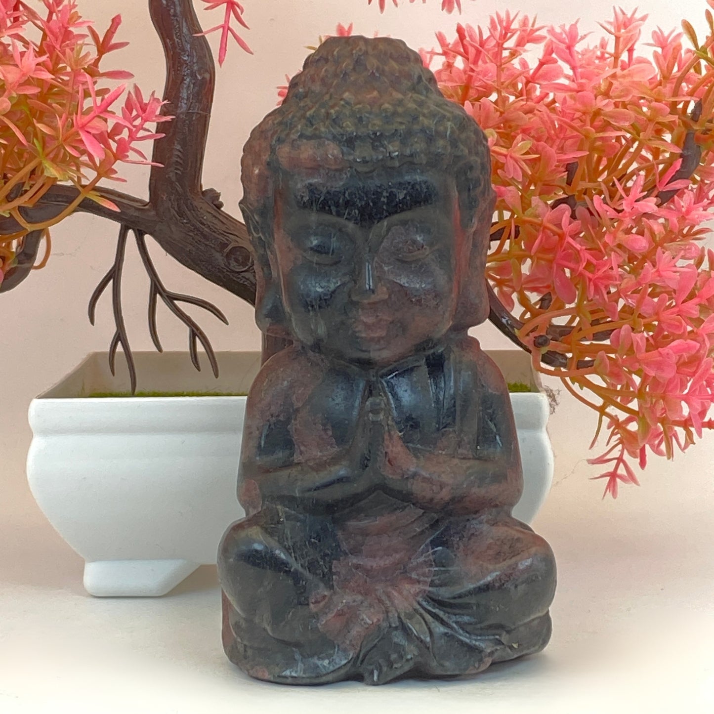 Garnet in Arfvedsonite Buddha - Medium