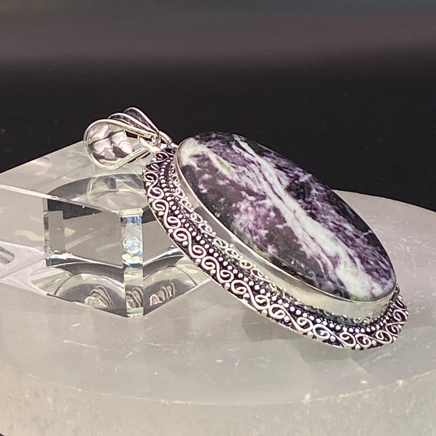 .925 Sterling Silver Kammererite Oval Pendant - Large