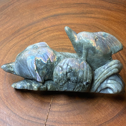 Labradorite Dolphins Carving #1