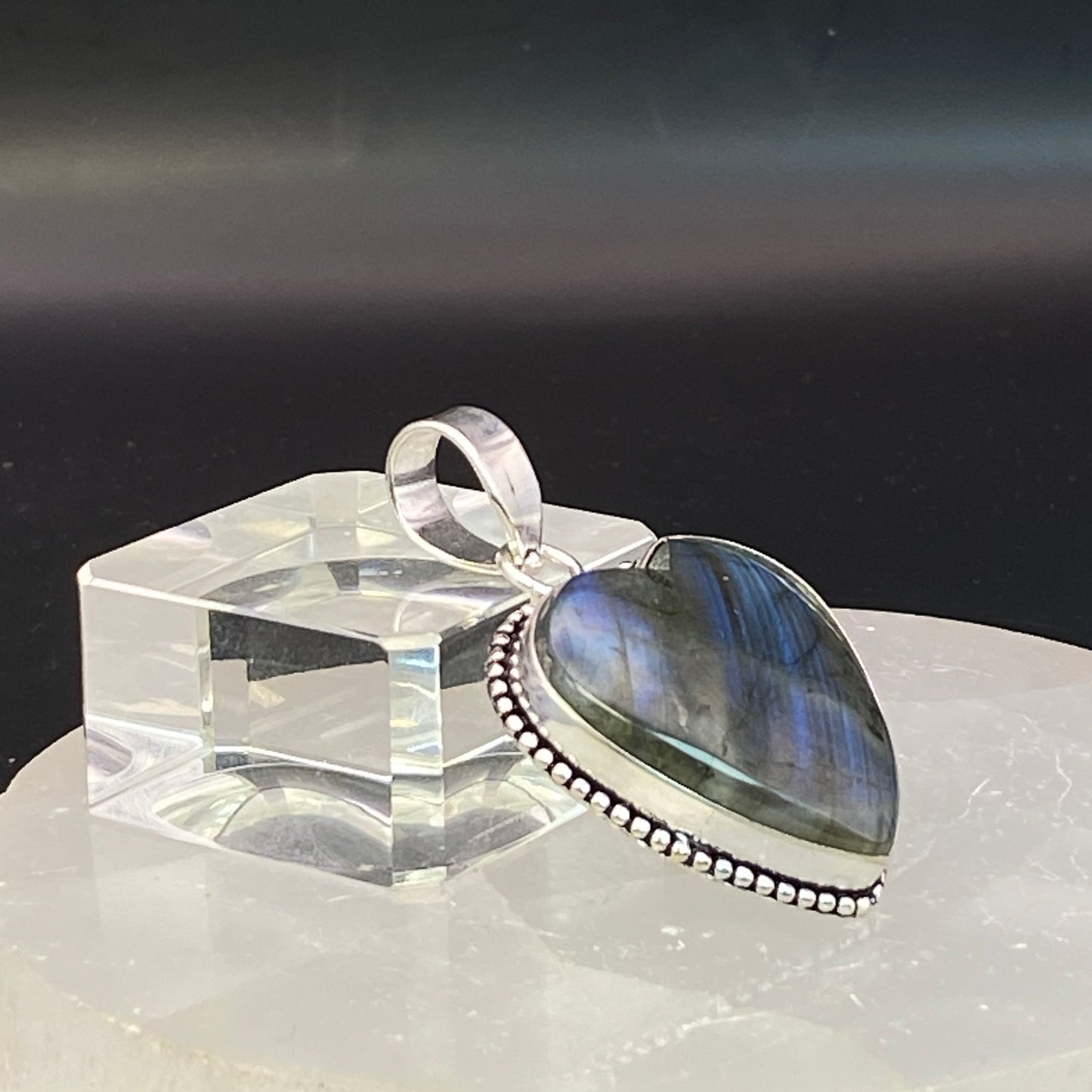 .925 Sterling Silver Labradorite Heart Pendant