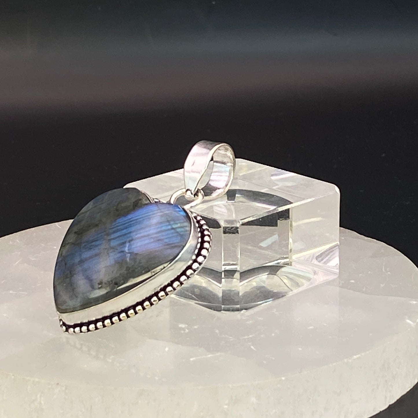 .925 Sterling Silver Labradorite Heart Pendant