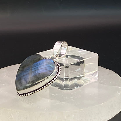 .925 Sterling Silver Labradorite Heart Pendant