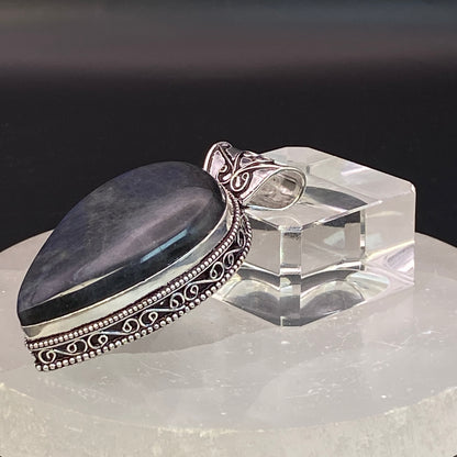 .925 Sterling Silver Labradorite Teardrop Pendant #2