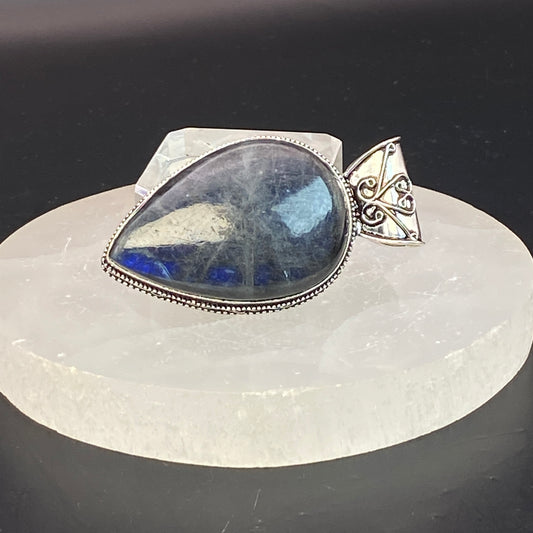 .925 Sterling Silver Labradorite Teardrop Pendant #2