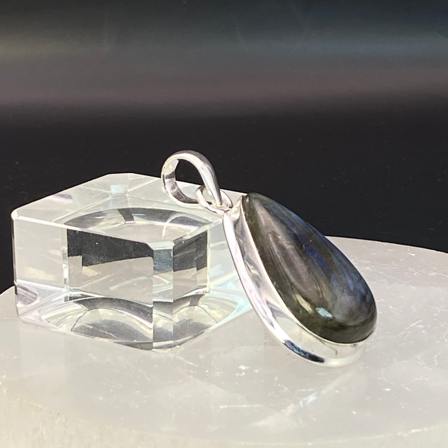 .925 Sterling Silver Labradorite Teardrop Pendant #5