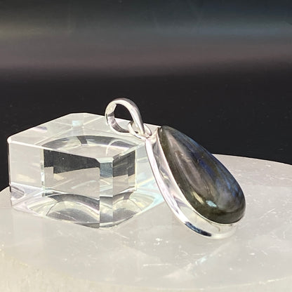 .925 Sterling Silver Labradorite Teardrop Pendant #5