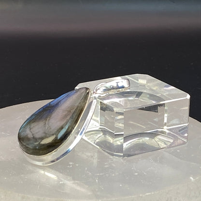 .925 Sterling Silver Labradorite Teardrop Pendant #5