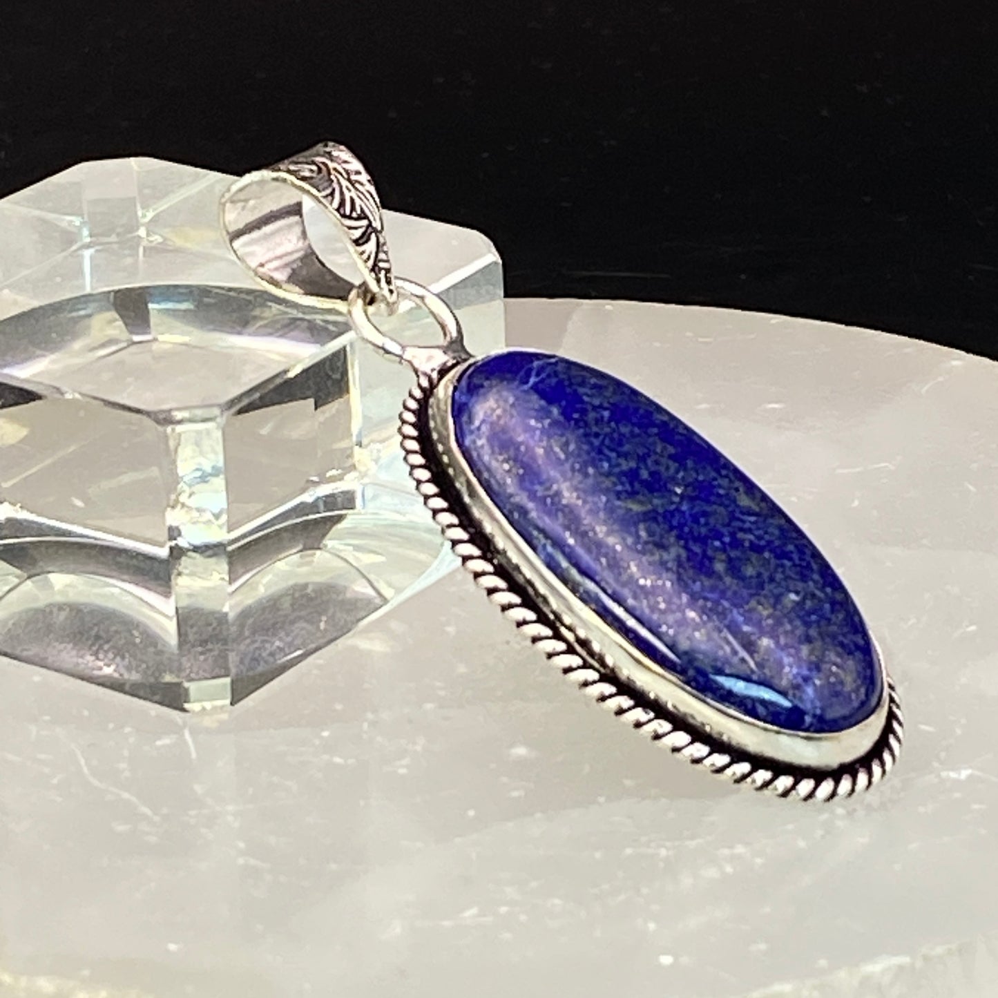.925 Sterling Silver Lapis Lazuli Oval Pendant #1