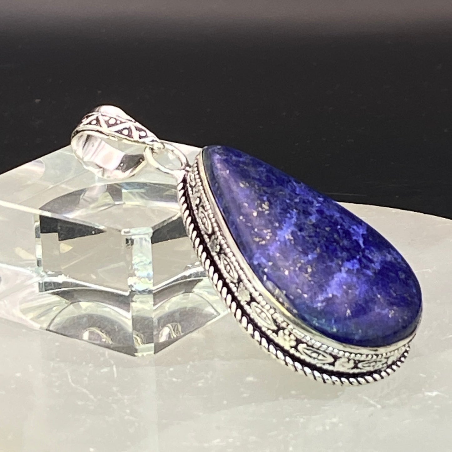 .925 Sterling Silver Lapis Lazuli Teardrop Pendant #1