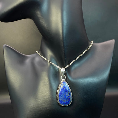 .925 Sterling Silver Lapis Lazuli Teardrop Pendant #2