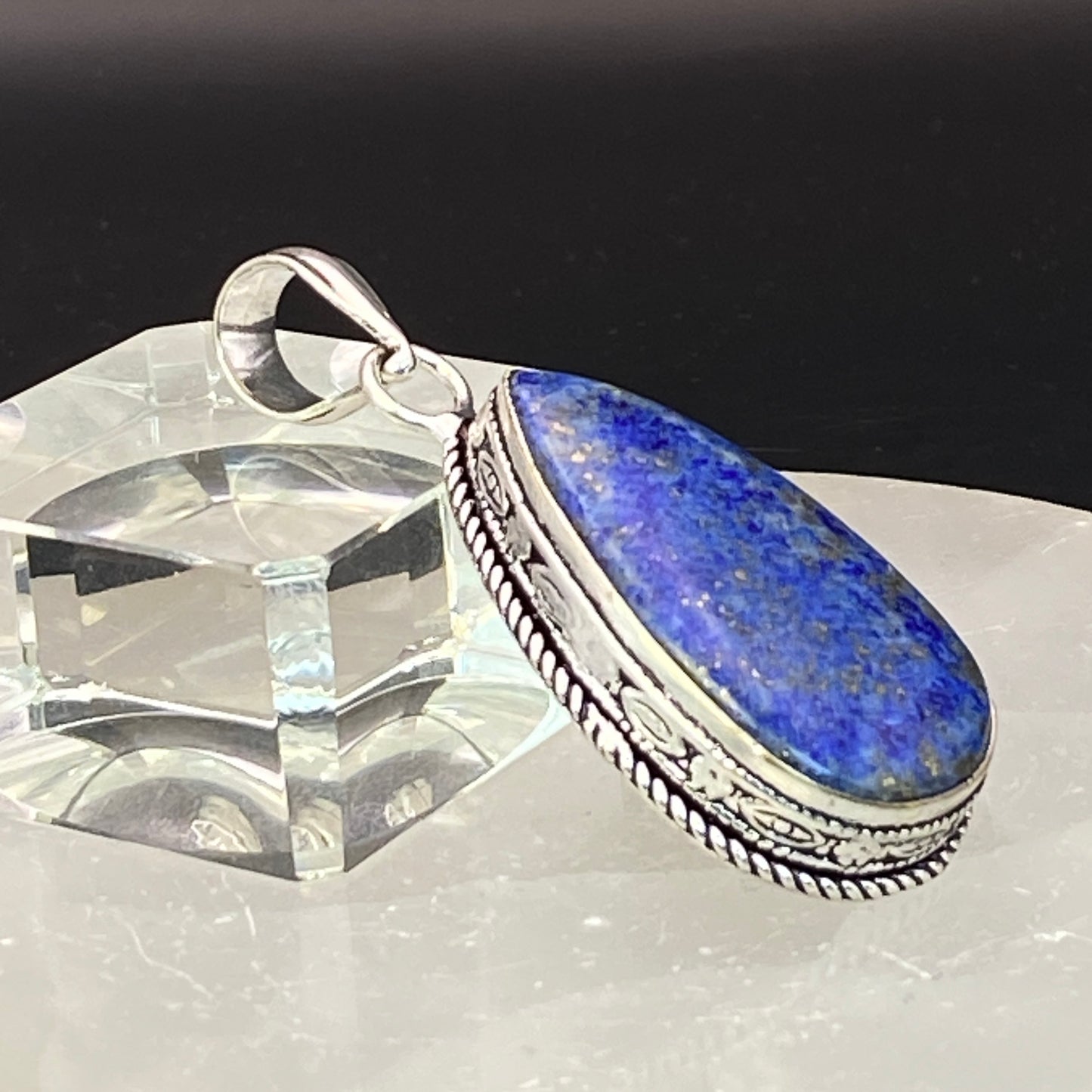 .925 Sterling Silver Lapis Lazuli Teardrop Pendant #2