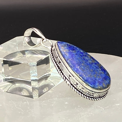 .925 Sterling Silver Lapis Lazuli Teardrop Pendant #2
