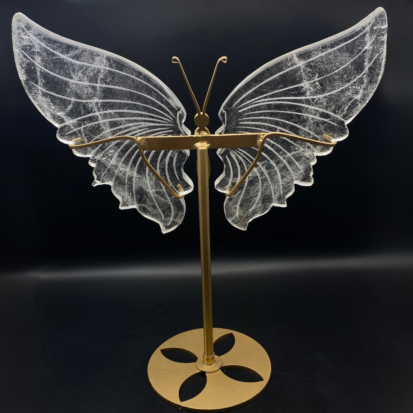 High-Grade Clear Quartz Butterfly Wings on Stand - Extra Large