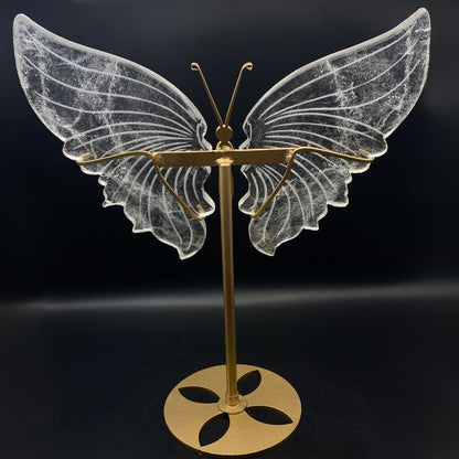 High-Grade Clear Quartz Butterfly Wings on Stand - Extra Large