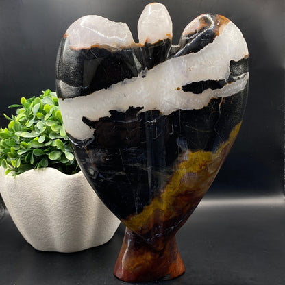 HUGE Indian Agate Angel with FREE Custom Stand - OVER 2KG!