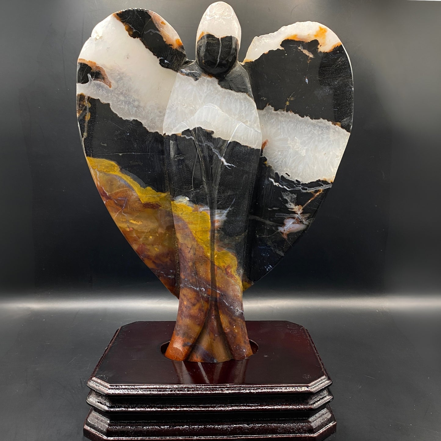 HUGE Indian Agate Angel with FREE Custom Stand - OVER 2KG!