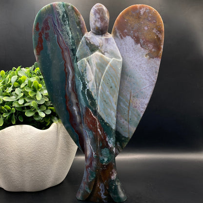 HUGE Ocean Jasper Angel with FREE Custom Stand #1 - 1.4KG!