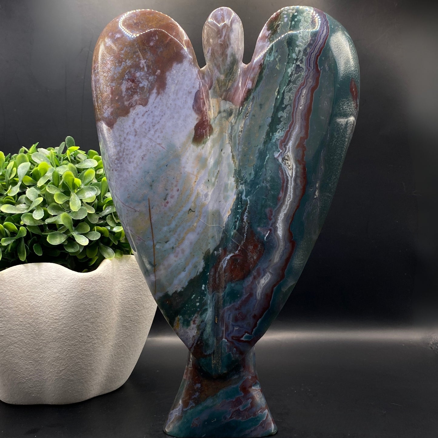 HUGE Ocean Jasper Angel with FREE Custom Stand #1 - 1.4KG!