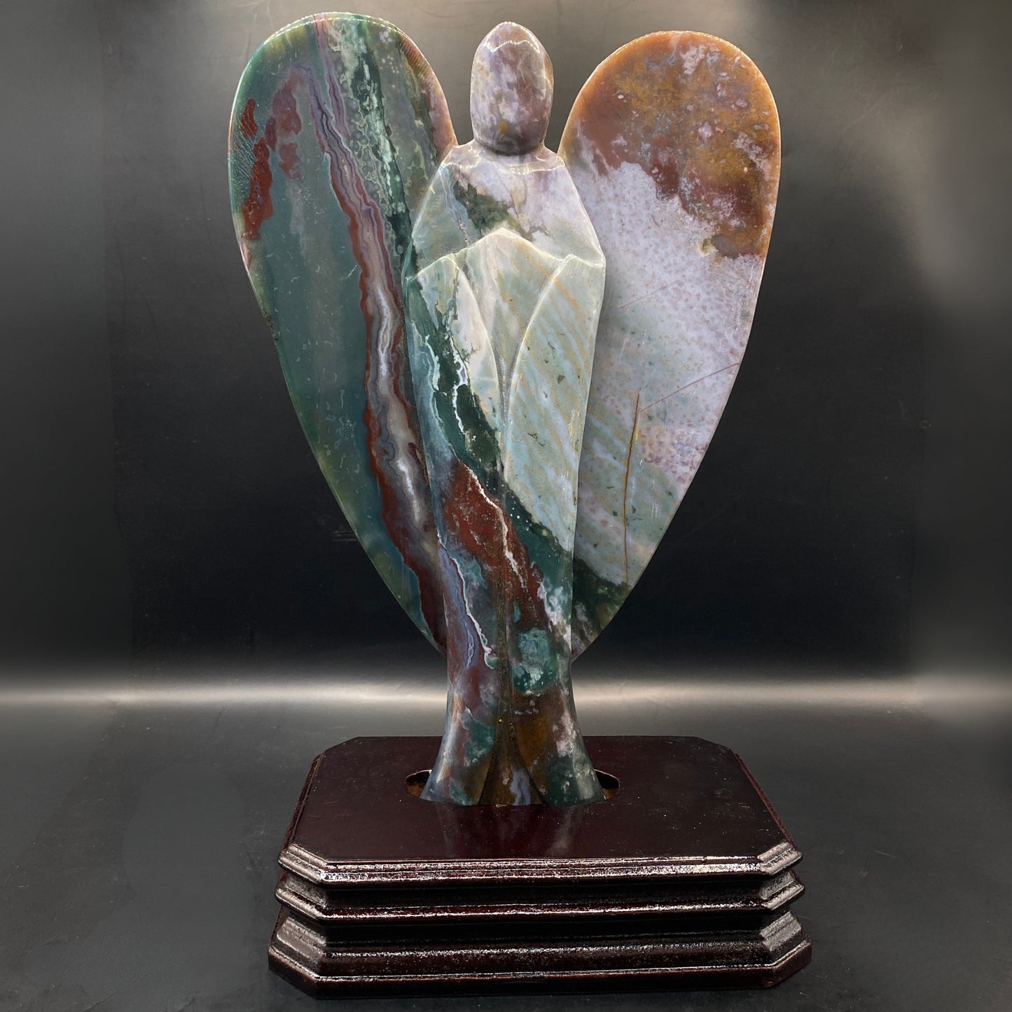 HUGE Ocean Jasper Angel with FREE Custom Stand #1 - 1.4KG!