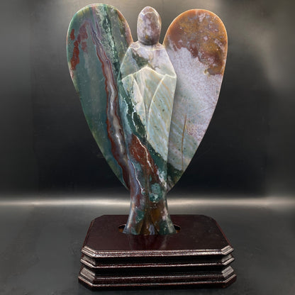HUGE Ocean Jasper Angel with FREE Custom Stand #1 - 1.4KG!