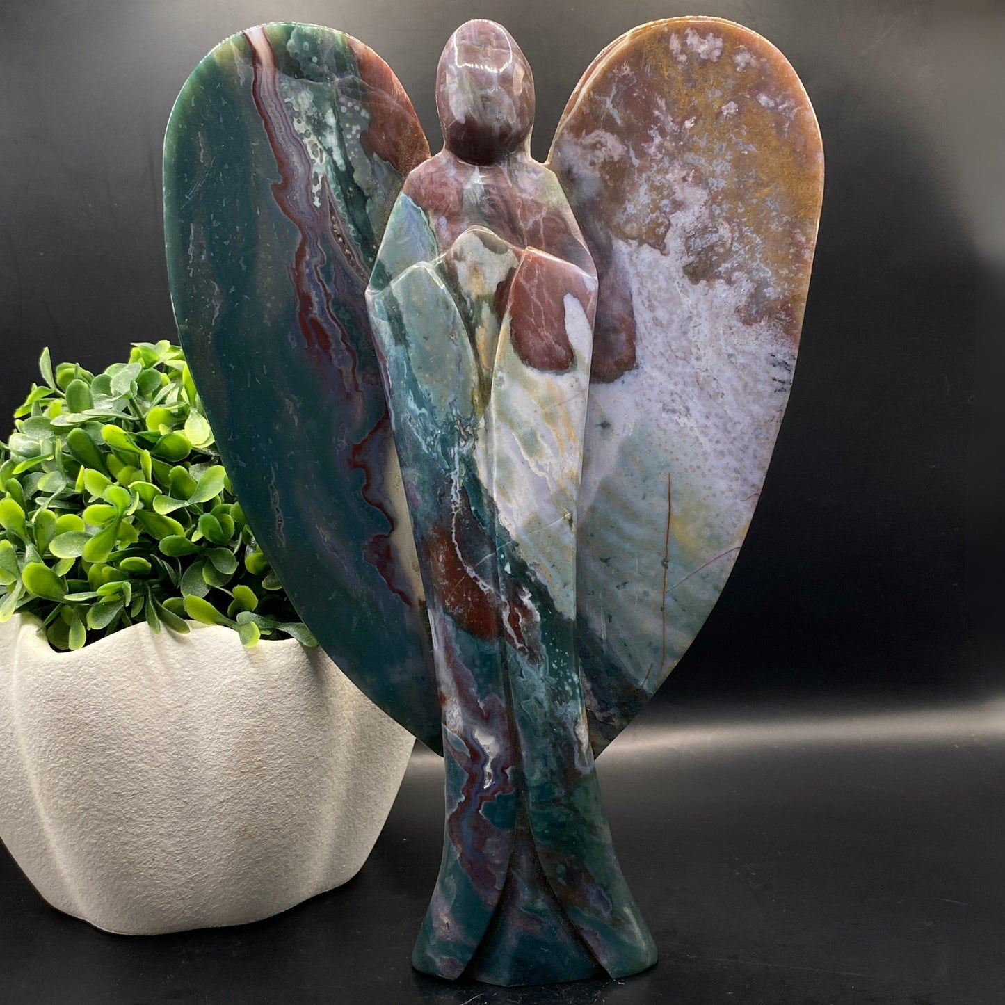 HUGE Ocean Jasper Angel with FREE Custom Stand #2 - OVER 1.5KG!
