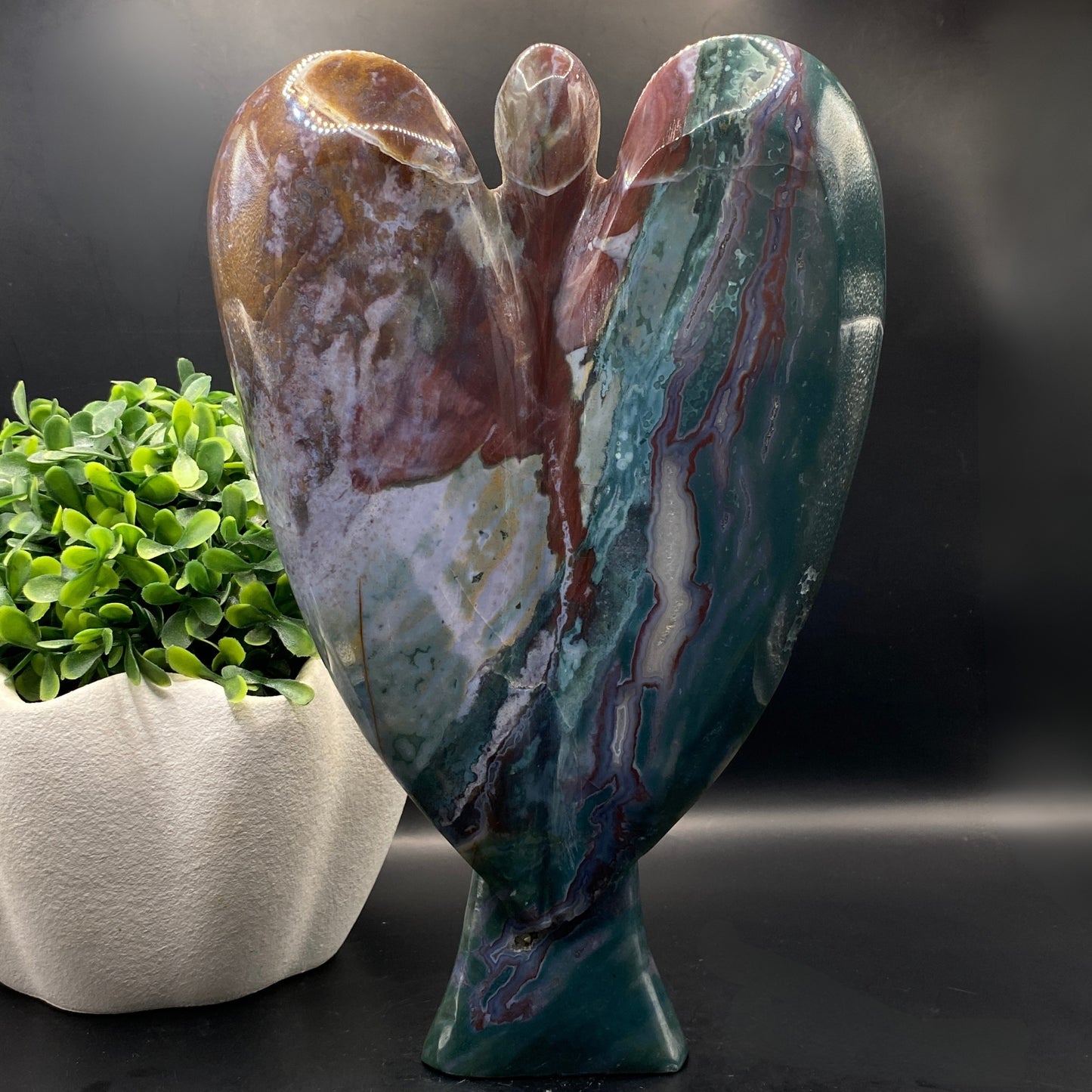 HUGE Ocean Jasper Angel with FREE Custom Stand #2 - OVER 1.5KG!