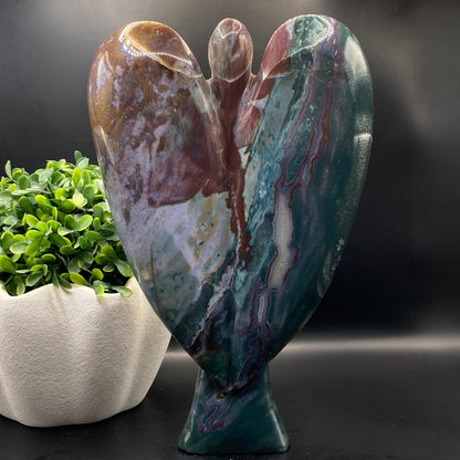 HUGE Ocean Jasper Angel with FREE Custom Stand #2 - OVER 1.5KG!