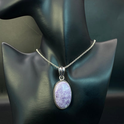 .925 Sterling Silver Lepidolite Oval Pendant #2