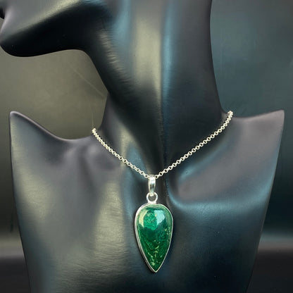 .925 Sterling Silver Malachite Teardrop Pendant #5 - Room 4