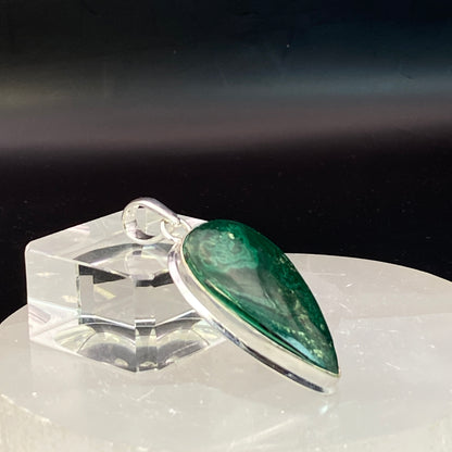 .925 Sterling Silver Malachite Teardrop Pendant #5 - Room 4
