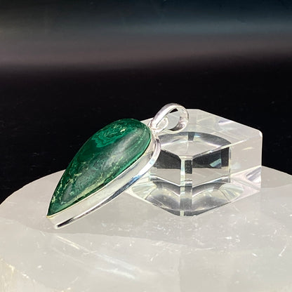 .925 Sterling Silver Malachite Teardrop Pendant #5 - Room 4