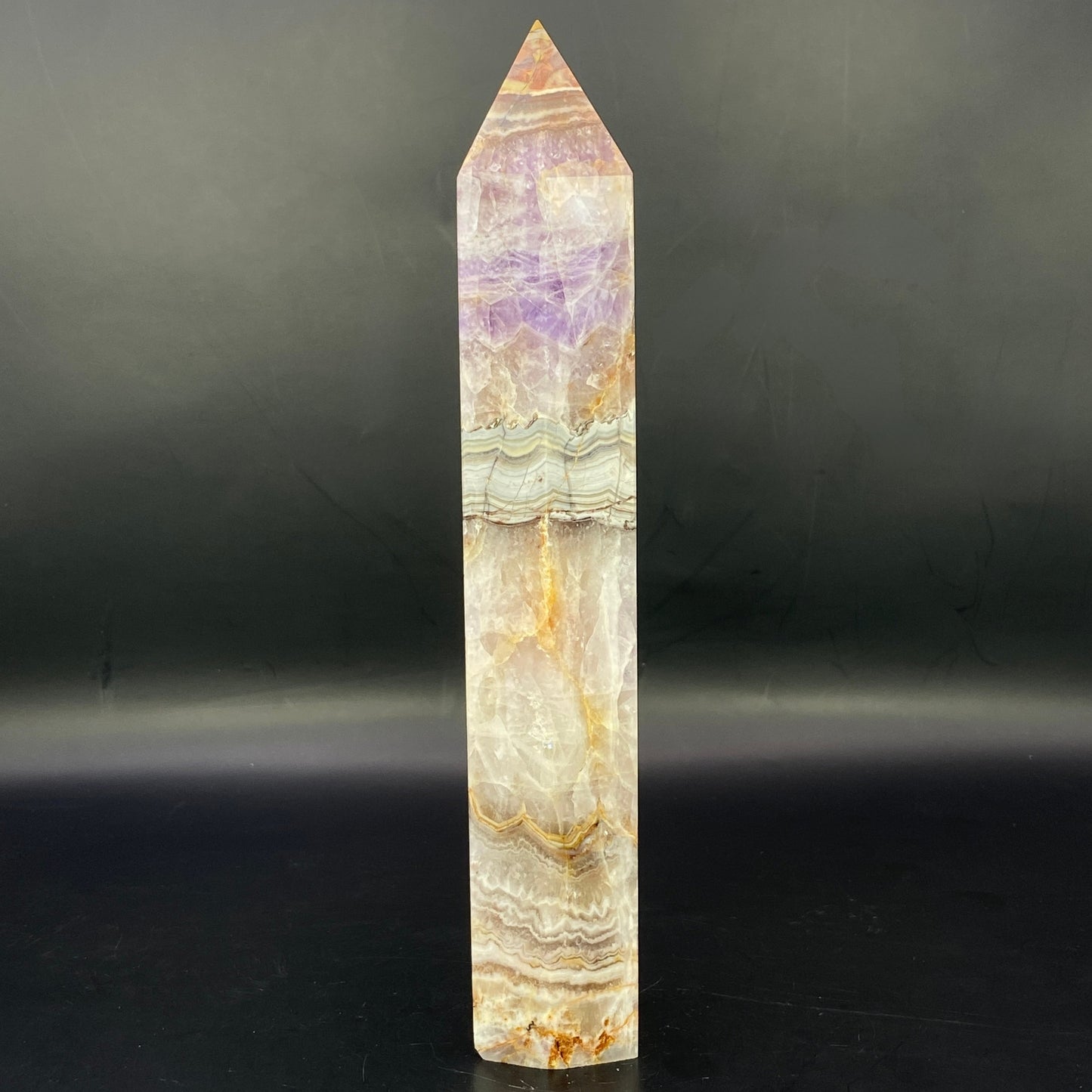 Mexican Agate with Amethyst Tower