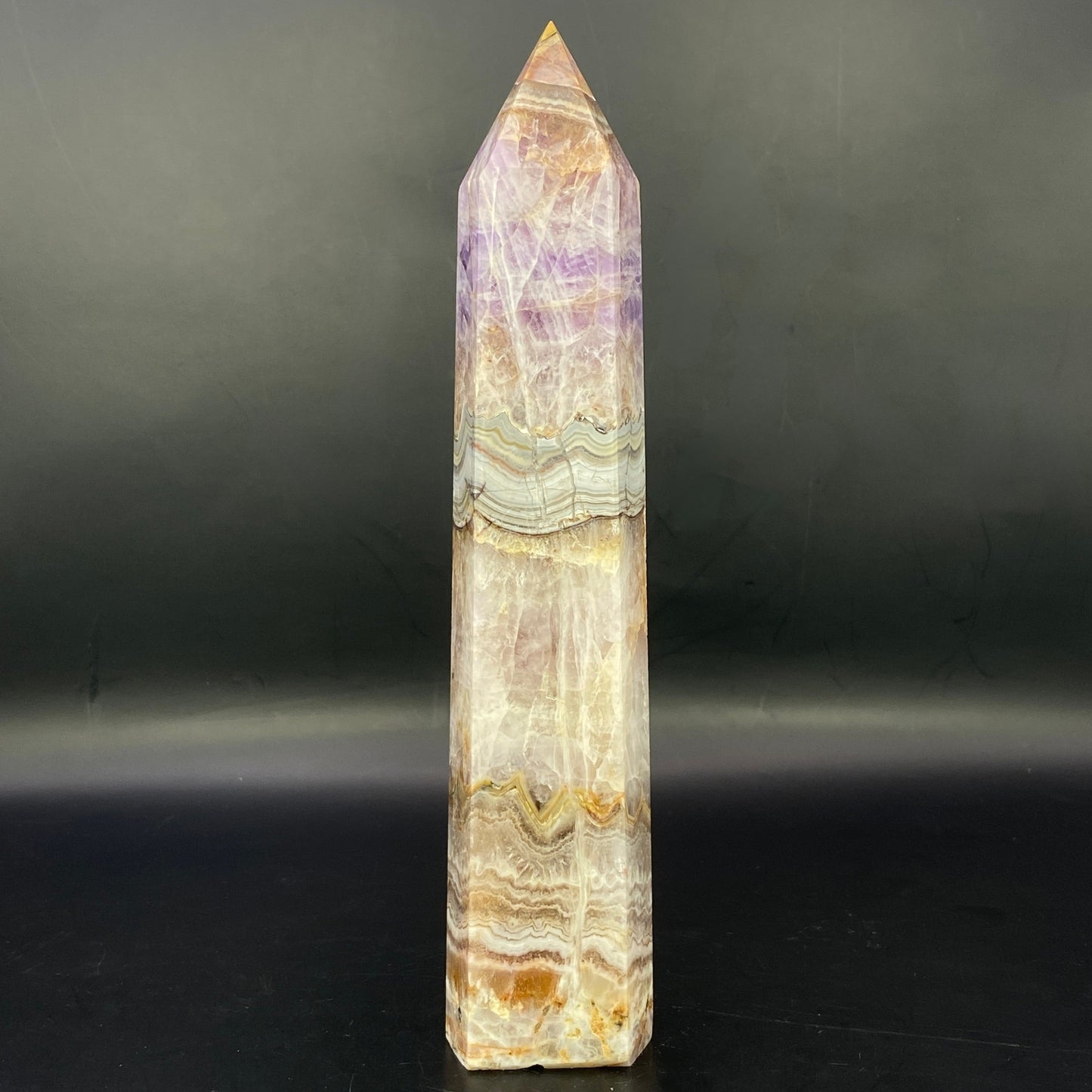 Mexican Agate with Amethyst Tower