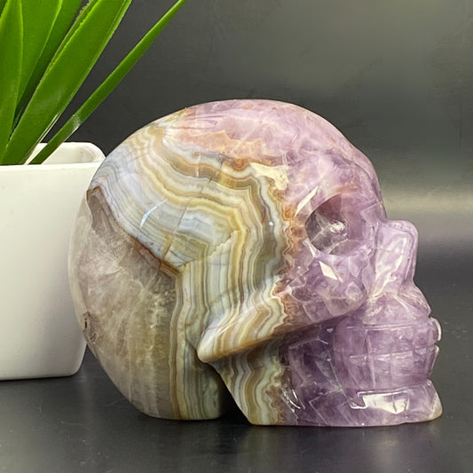 Mexican Agate with Amethyst Skull