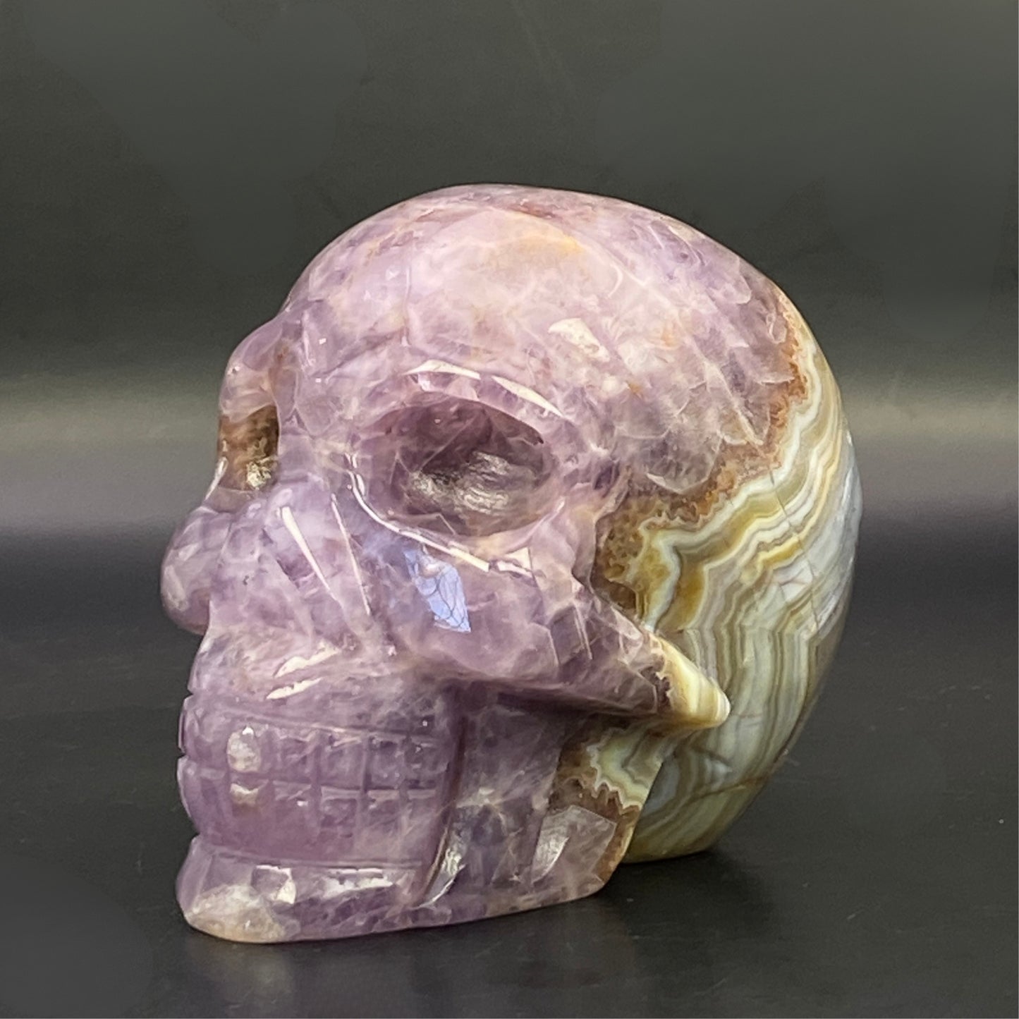 Mexican Agate with Amethyst Skull