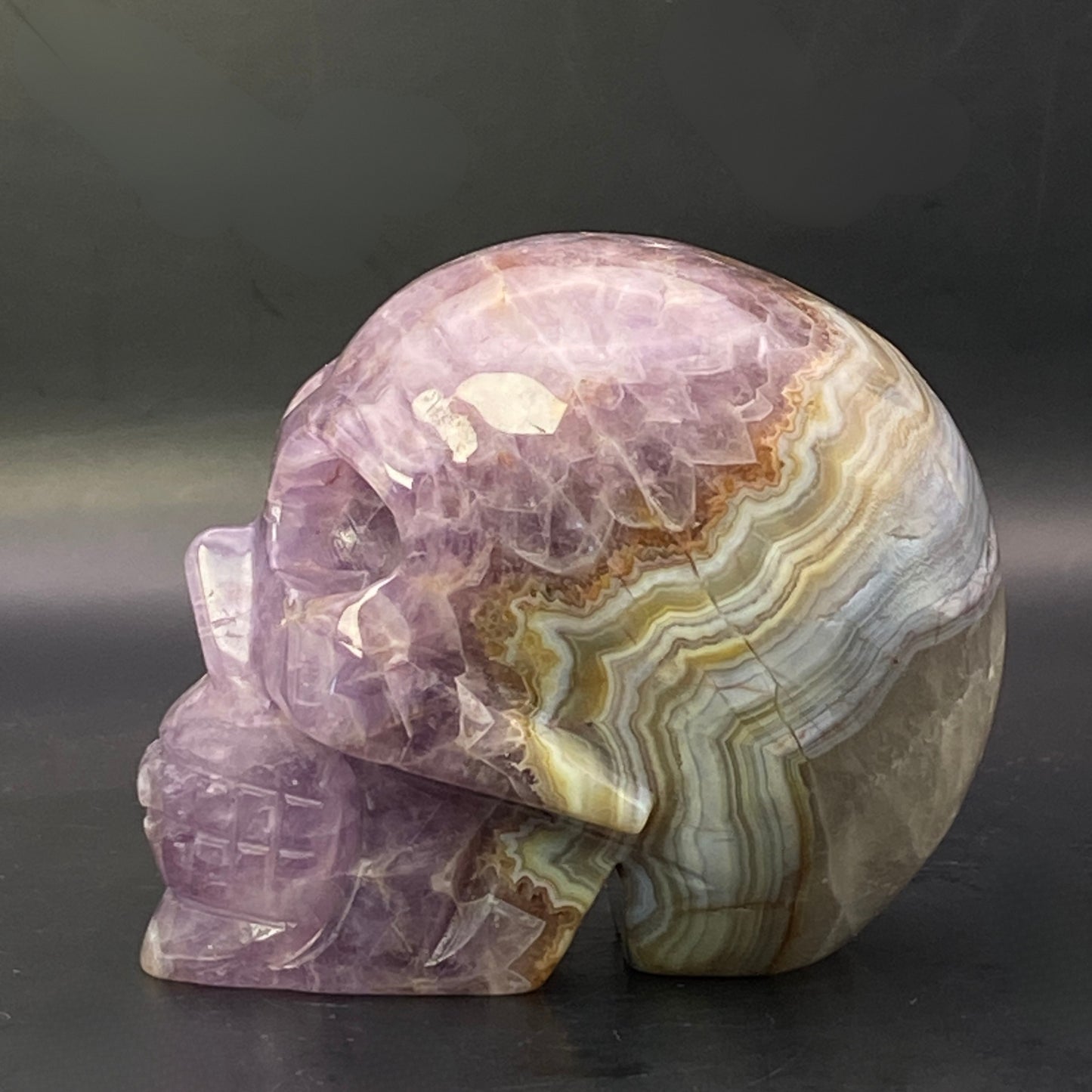 Mexican Agate with Amethyst Skull