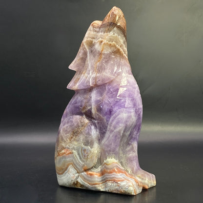 Mexican Agate with Amethyst Wolf - LARGE