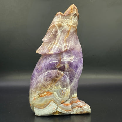 Mexican Agate with Amethyst Wolf - LARGE