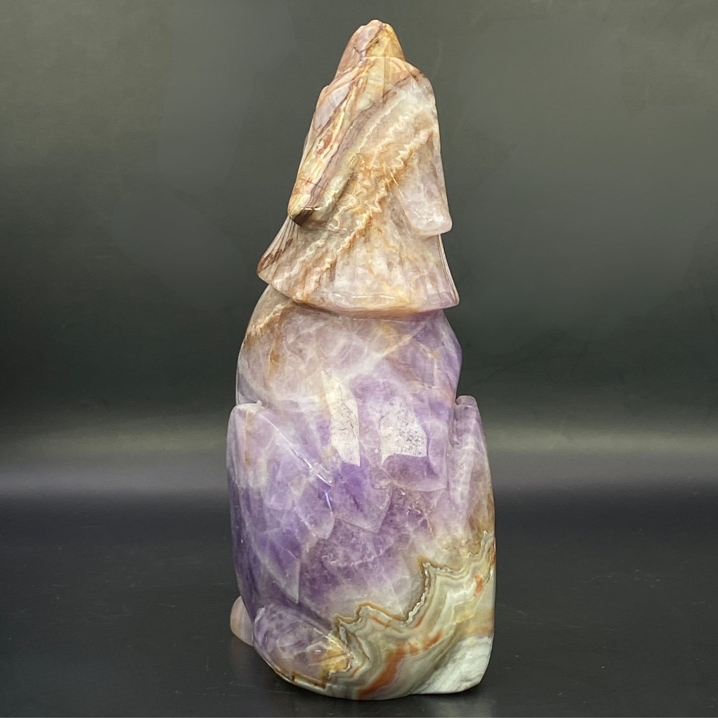 Mexican Agate with Amethyst Wolf - LARGE