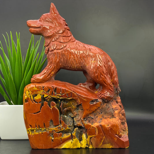 HUGE Mookaite Jasper Wolf Pup - OVER 1.5KG!