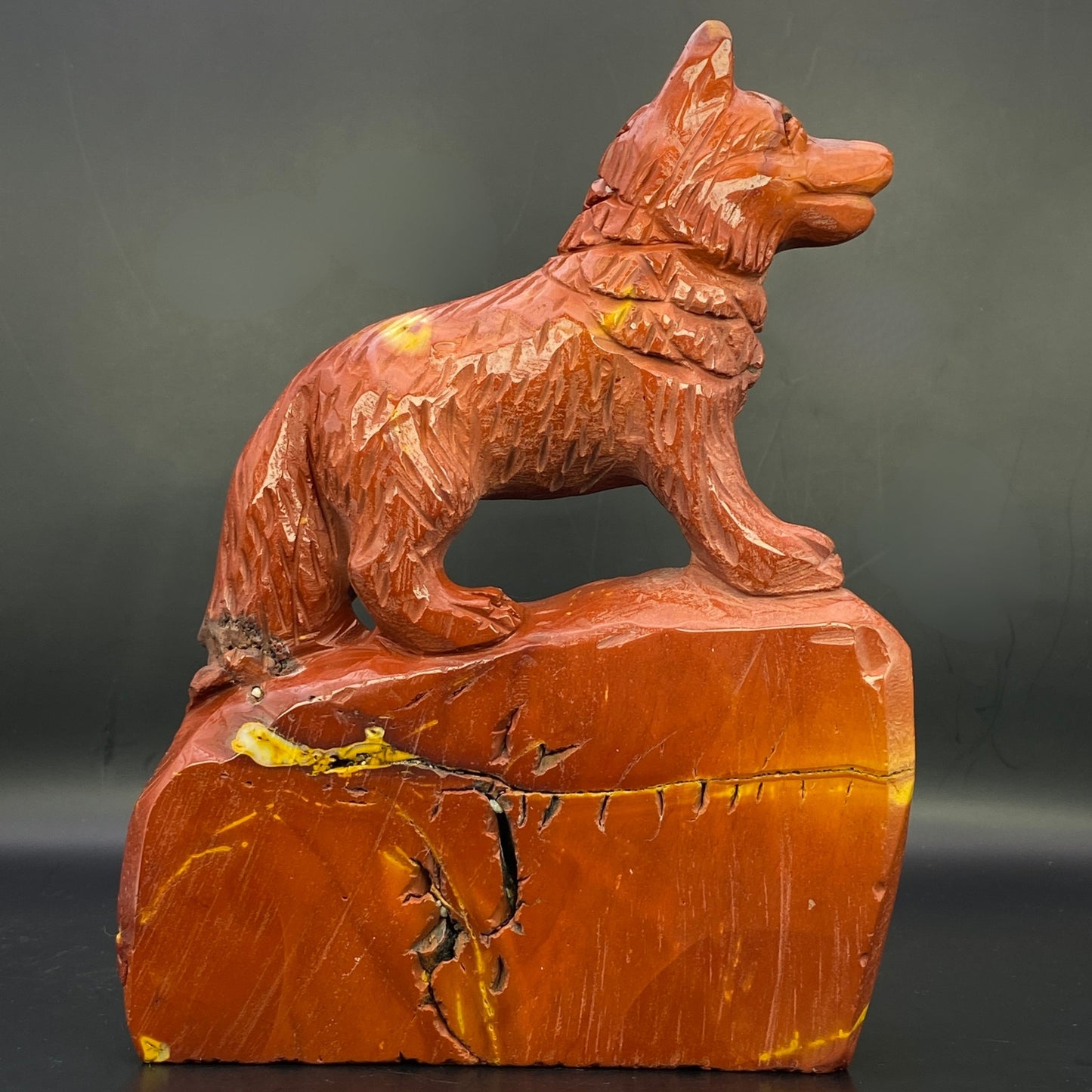 HUGE Mookaite Jasper Wolf Pup - OVER 1.5KG!