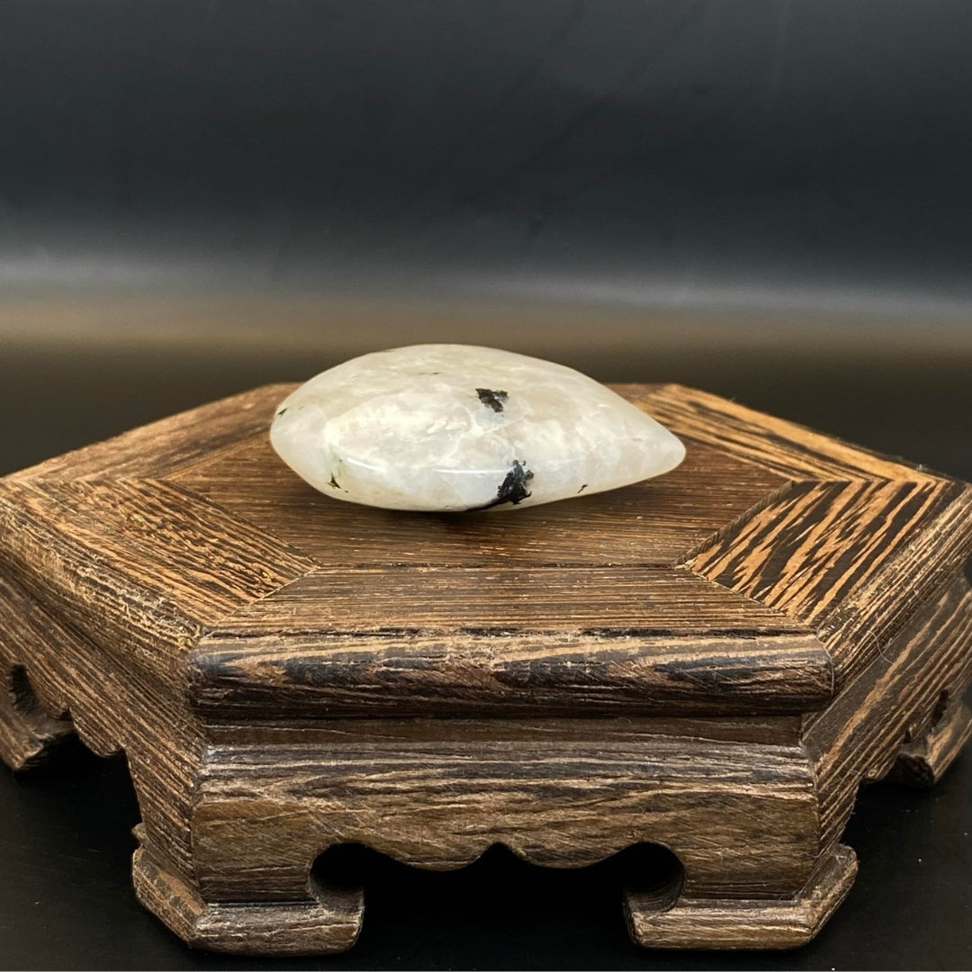 Rainbow Moonstone with Black Tourmaline Heart #1