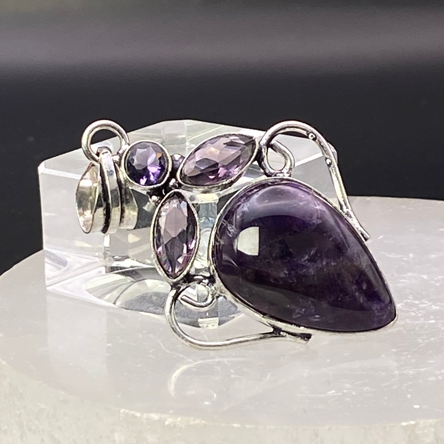 .925 Sterling Silver Amethyst Mulit-Stone Pendant #1