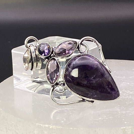 .925 Sterling Silver Amethyst Mulit-Stone Pendant #1