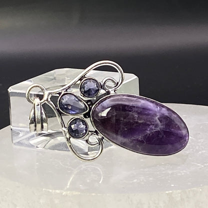 .925 Sterling Silver Amethyst Mulit-Stone Pendant #2