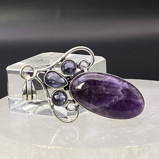 .925 Sterling Silver Amethyst Mulit-Stone Pendant #2