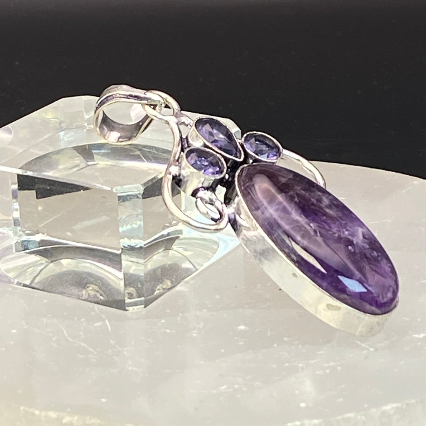.925 Sterling Silver Amethyst Mulit-Stone Pendant #2