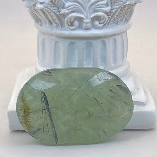 Prehnite Pillow Palm Stone #4 - Dendritic!