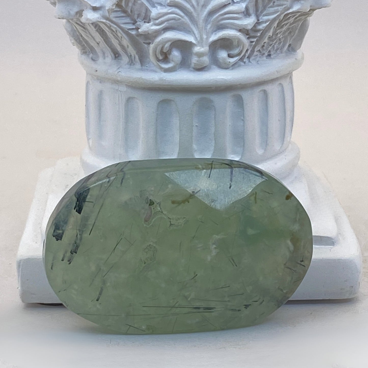 Prehnite Pillow Palm Stone #4 - Dendritic!