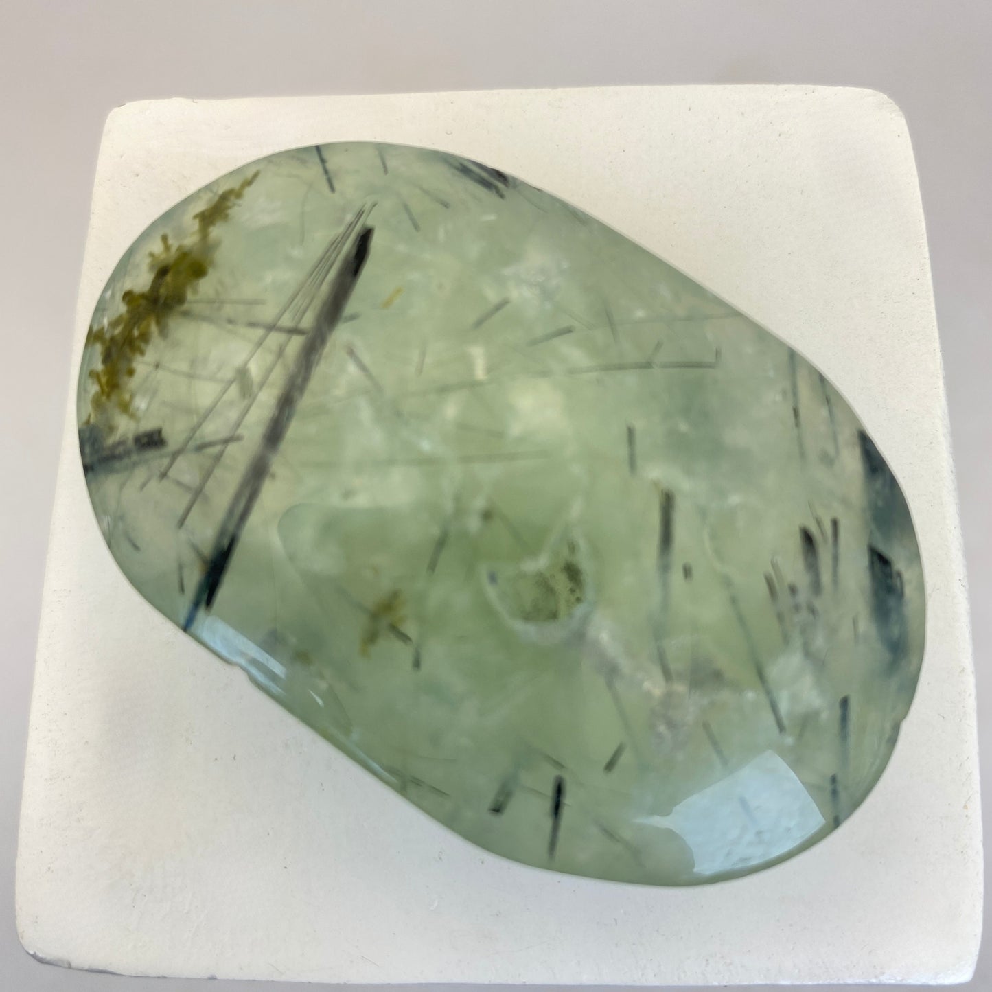 Prehnite Pillow Palm Stone #4 - Dendritic!